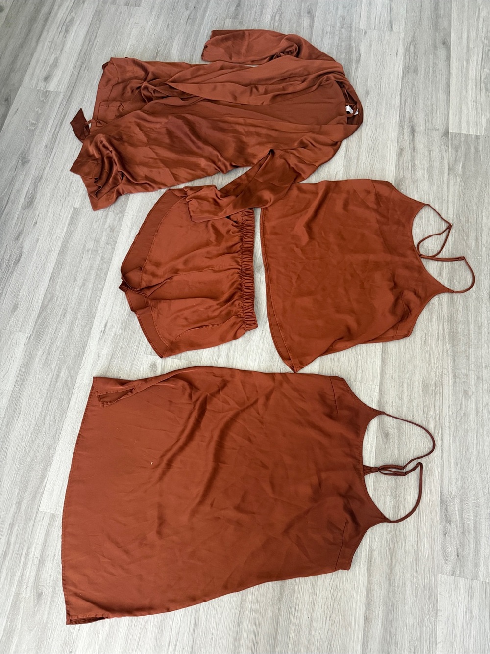 stars above Rust Brown Satin set